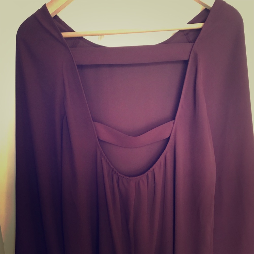 Leith Burgundy Wine Color Sexy Back Shirt